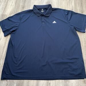 ADIDAS PrimeGreen 100% Polyester Polo Golf Shirt Mens 4XL Blue Navy Wicking